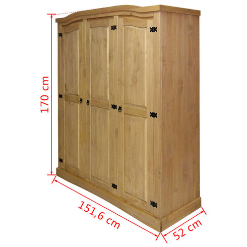 Maison Madeleine -  Wardrobe Mexican Pine Corona Range 3 Doors